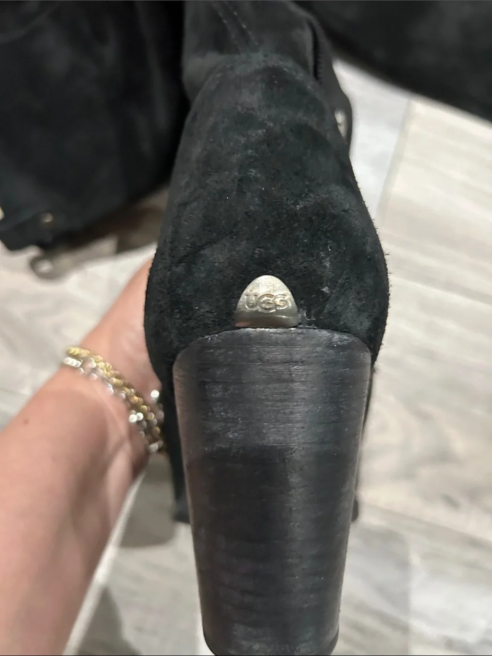 UGG Black Suede Over-the-Knee Block Heel Boots